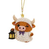 DYS 3D Beaded Animal Kit, Cute Tiny Highland Cow Beading Kit with Colorful Embroidery Beads And Instructions, Handmade Bead Art Craft for Beginners,