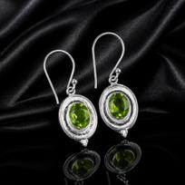 Peridot Gemstone 925 Sterling Silver Dangle Earrings 1.5  Handmade Jewelry For Women EE-1-9