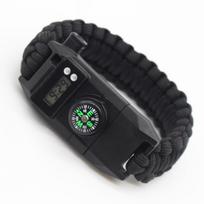 7-in-1 Multifunkcinė Taktinė Parakordo Išgyvenimo Apyrankė su Kompasu, Žiebtuvėliu, Švilpuku ir Skaitmeniniu Laikrodžiu Lauko Veiklai One Size black