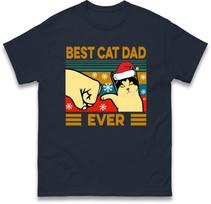 Best Cat Dad Ever Christmas Holiday T Shirt,Merry Christmas Cat Lover Gift Top S