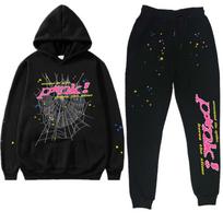 European and American trendy hip-hop singer letter sp5der printed couple sweater men's and women's hoodies sweatshirt set S