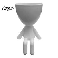 Small Flowerpot for Succulents 3D Printed Sitting Human Figure Planter, 2-in-1 Desktop Pot & Decor Ornament, Matte Finish Indoor Plant Ornament balta