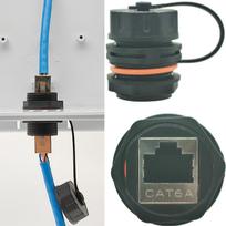 CTRICALVER Waterproof RJ45 Shielded Ethernet LAN Cable Industrial Panel Mount Butt with Cap Coupler, CAT6A/6/5E/5 Connector, Female-to-Female Coupler,