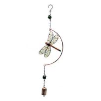 Colorful Butterfly and Dragonfly Metal Wind Chimes with Glow-in-the-Dark Feature Perfect for Home Garden and Window (green,L) žalia