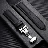 Casual Business Calfskin Leather Watchband 18/19/20/21/22mm Replacement Watch Straps for DW with Stainless Steel Butterfly Clasp 18mm&with silver buckle juoda