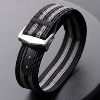 Ribbed Nylon WatchBand Canvas Nylon Strap 20mm 22mm for Omega for Swatch MoonSwatch Men Sport Waterproof Folding Buckle Bracelet 20mm black