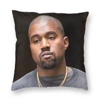 Kanye West Funny Head Meme Pillowcase Double-Sided Printing Cushion Cover Decorations Pillow Case Cover Bed Square 45*45Cm Peach skin 18*18(CM)-1Pcs