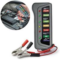 12 V automobilio akumuliatoriaus testeris Skaitmeninis generatorius 6 LED šviesos diagnostikos įrankis juoda