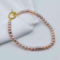 Cute Pearl Bracelet AAAA Round Natural Purple Freshwater Pearl Beaded Bracelet Diameter 5mm Small Pearl Girl Bracelet 22cm gray