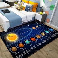 Animacinis Saulės sistemos rašto kilimas Kosminio planetos kambario dekoracija Grindų kilimėliai Kvadratiniai flaneliniai namų kilimai Miegamojo kilimas 40cm x 60cm