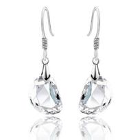 Moteriškas žirnio formos Kalnų krištolas, baltu auksu padengtas karoliai, auskarai, papuošalų rinkinys Earrings
