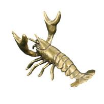 Lobster Pen Holder Ornament Brass Retro Animal Exquisite Crayfish Figurines Miniatures Office Desktop Decorations Craft Artwork Collection Pen Stand Shrimp beige