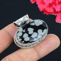 Snaigės formos obsidiano brangakmenio pakabukas, tvirtas 925 prabos sidabrinis pakabukas, papuošalas, dovana unisex
