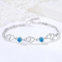 S999 Sidabrinė apyrankė moterims „Nuo širdies prie širdies“, Širdies formos besijungiantys japoniški ir korėjietiški papuošalai, Gimtadienio dovana geriausiai draugei Adjustable size