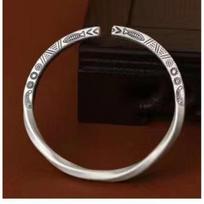 Zuyin 999.9 Mobius Ring Totem Bracelet for Men and Women Trendy Ancient French Ethnic Style Open Pure Silver Bracelet Adjustable size