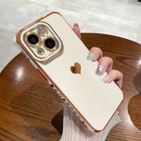 Telefono dėklas, skirtas Samsung Galaxy A55 A35 A25 A15 5G auksiniu rėmeliu padengtas Love Heart minkštas TPU dangtelis, skirtas Samsung Galaxy S24 Ultra Plus blizgantiems silikoniniams dėkliams For Samsung S24 Ultra balta
