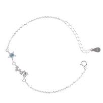 Sterling Silver S925 Sidabrinė apyrankė Kūrybiška paprasta draugo grandinėlė Sparkling Star Moon Diamond apyrankė
