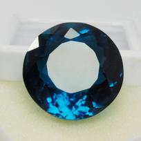 Lab-Created 55.00 Ct Ceylon Blue Sapphire Round Cut CERTIFIED Loose Gemstone 24.9 mm approx mėlyna