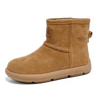 Genuine Leather Winter Fur Shoes Women Snow Boots Warm Plush Flat Non-slip Fashion Brand Ladies Ankle Suede Boots 36 gelsvai ruda