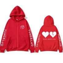 Dainininkė Yungblud Black Hearts Club megztinis su užtrauktuku Vyriškas vilnos medvilniniai gobtuvai su užtrauktuku Vyriški Moteriški Roko vintažiniai negabaritinė striukė su užtrauktuku 2XL raudona