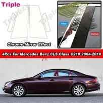 Chromuotos statramsčio apdailos Mercedes Benz CLS klasės C219 2004-2010 m. Veidrodinio efekto B, C statramsčių išorinės lipdukai