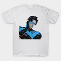 Men Black Print T-shirt Nightwing Robin No-Cut Transfer Paper Print Cotton Tshirt L balta