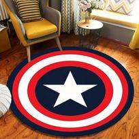 1 vnt. Marvel Kapitono Amerikos Skydas Apvalus Kilimas Neslystantis, Skalbiamas Mašinoje Poliesterio Kilimas Svetainės ir Miegamojo Dekoras 80cm
