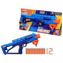 Hasbro Nerf N Series Double Impact Blaster, Compatible with N Series, Includes 12 Official N1 Darts, Pump Action, Primed, Gift for Kids, Ages 8+, blue