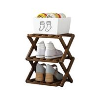 Shoe Rack Organizer,  Natural Or Tea Color, No-Tool Assembly, Foldable Storage Shelf One Size