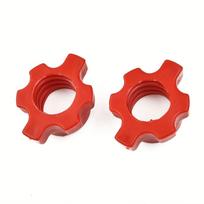 Dumbbell Bar End Caps Fitness Ready | Dumbbell Bar End Caps - Secure Locking Clips for Standard Barbell Bars, Rubberized Grip, Gym Accessorie raudona