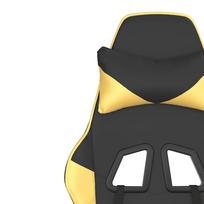 Gaming Chair with Massage Function and Footrest Black & Gold PU Leather