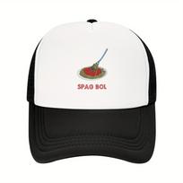 Spag Bol Spaghetti Bolognese Trucker Hat Funny Italian Food Graphic Mesh Baseball Cap Adjustable Adult Casual One Size