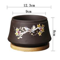 Purple Sand Applique Old Pile Succulent Flower Pot Creative Ceramic Pot Retro Breathable Ceramic Flower Pot Meat Flower Pot as pictured