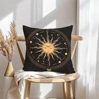 Tarot Sun And Moon Cushion Cover Soft Plush Throw Pillow Cover | Double-Sided Decorative Cushion Case | Sofa Bedroom Home Decor Peach skin 18*18(CM)-1Pcs
