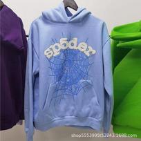 New Sp5der European and American trendy brand hip-hop spider web printing sweater hoodie sweatshirt suit men S