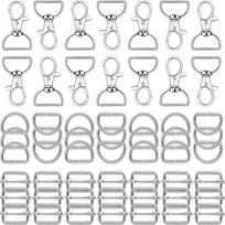 56Pcs Swivel Clasp Lobster Claw Clasp Metal Buckles Keychain Clip Hook Lanyard Snap Hooks  Backpack 2.5cm sidabras
