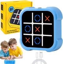 Tic Tac Toe Electronic, 3-in-1 Puzzle Game Console, Board Game, Family Portable Travel Games for Education, 3+ Year Old Boys (Yellow) mėlyna
