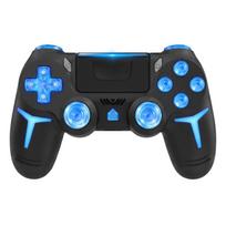 Wireless Bluetooth Game Controller for PS4 with RGB Light Dual Vibration Six-Axis Black
