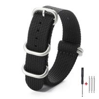 Military Sports Watch Strap Nylon Silver Ring Buckle 18mm 20mm 22mm Man Women for Seiko Ribbed Braid Replace Watch Accessories 22mm juoda