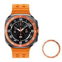 Metal Cover Bezel Ring Case For Samsung Galaxy Watch 7 Ultra 47mm SmartWatch Protector Case Steel Frame Shell Bumper Accessories for Watch Ultra 47mm oranžinė