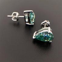 Žalieji moissanito auskarai moterims 925 sterlingų sidabro su baltu paauksuotu sužadėtuvių moterų auskarai prabangūs papuošalai 1ct 5x7mm