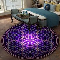 Violetinis gyvybės gėlės rašto kilimas apvalus grindų kilimėlis svetainės kilimas vonios virtuvės kilimėlis durų kilimėlis kilimas apvalus kilimėlis virtuvės kilimėlis 60cm gray