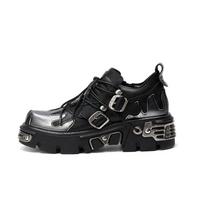 Punk stiliaus moteriški batai suvarstomi kulno aukštis 6 cm platforminiai batai, moteriški gotikiniai batai, metalo dekoro, moteriški sportbačiai 35 black