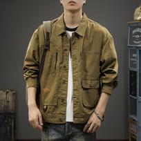 American Heavy Trendy Brand Multi-Pocket Tooling Jacket Men'S Loose Large Size Mountain Outdoor Ruffian Handsome Hunting Jacket L brown