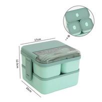 1100ML/1800ML 2 sluoksnių skyrinė pietų dėžutė vaikams su šakute ir šaukštu Mikrobangų krosnelė Bento dėžutės Nešiojama maisto laikymo talpa