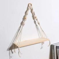 Makramė pakabinama lentyna Boho sienų dekoras Miegamasis 1 vnt. Rustic medinės plaukiojančios lentynos kambariui, vaikų darželiui, vonios kambariui, svetainei, koledžui none natūrali