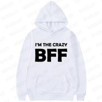 Moterų džemperiai Saldūs Korėjietiški apvalios iškirptės megztiniai Rudens Žiemos gobtuvai Crazy BFF Juokinga Dovana Geriausi Draugai Gimtadienio Drabužiai M