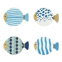 4Pcs/Set Wooden Fish Wall Decoration Farmhouse Rustic Nautical Fish Wall Art Sculpture