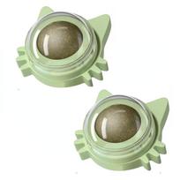 Catnip Balls Funny Lickable Cat Snack Catnip Balls Cat Ear Mint Spinning Ball Teeth Clean Toy For Small Medium Cats Pet Supplies