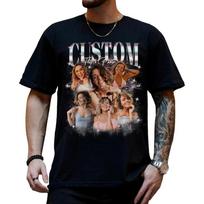 Custom Photo Rap Shirt - Personalized Girlfriend Face Shirt for Boyfriend - Vintage Graphic Tees for Men S juoda